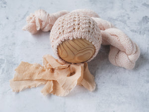 RTS 'NAOMI' bonnet and wrap set - PEACH KISS (*LIMITED EDITION)