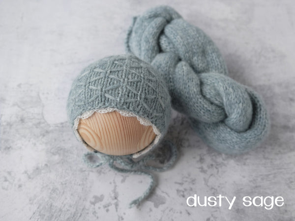 'YASMINE' bonnet OR bonnet and wrap set **MADE TO ORDER**