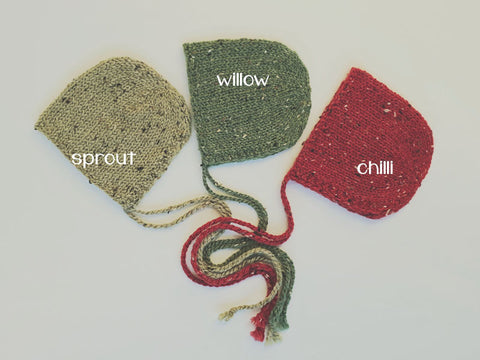 RTS 'CHARLIE' newborn tweed bonnet - CHRISTMAS COLOURS
