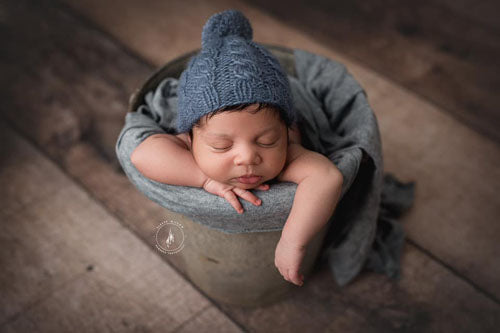 'FRANKIE' COLLECTION - Newborn cable pom pom beanie/beanie and wrap set  **MADE TO ORDER**