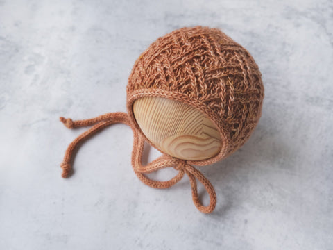 RTS 'CASSEY' newborn bonnet - COPPER (*LIMITED EDITION)