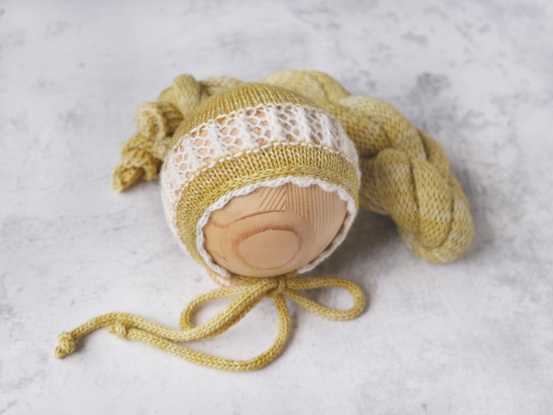 RTS 'CHLOE' bonnet and wrap set - PINEAPPLE (*LIMITED EDITION)